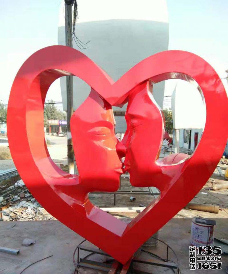 公園廣場玻璃鋼親親愛心雕塑 公園廣場玻璃鋼親親愛心雕塑