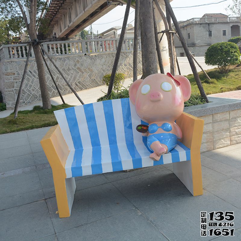 戶外小豬卡通公仔靠背玻璃鋼美陳景觀雕塑休閑椅 戶外小豬卡通公仔靠背玻璃鋼美陳景觀雕塑休閑椅