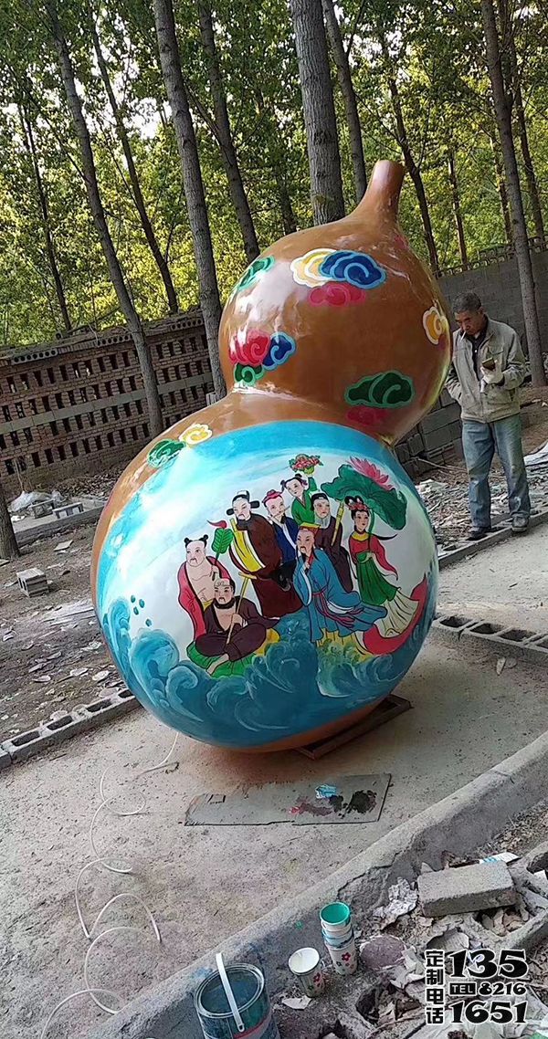玻璃鋼公園彩繪葫蘆雕塑 玻璃鋼公園彩繪葫蘆雕塑