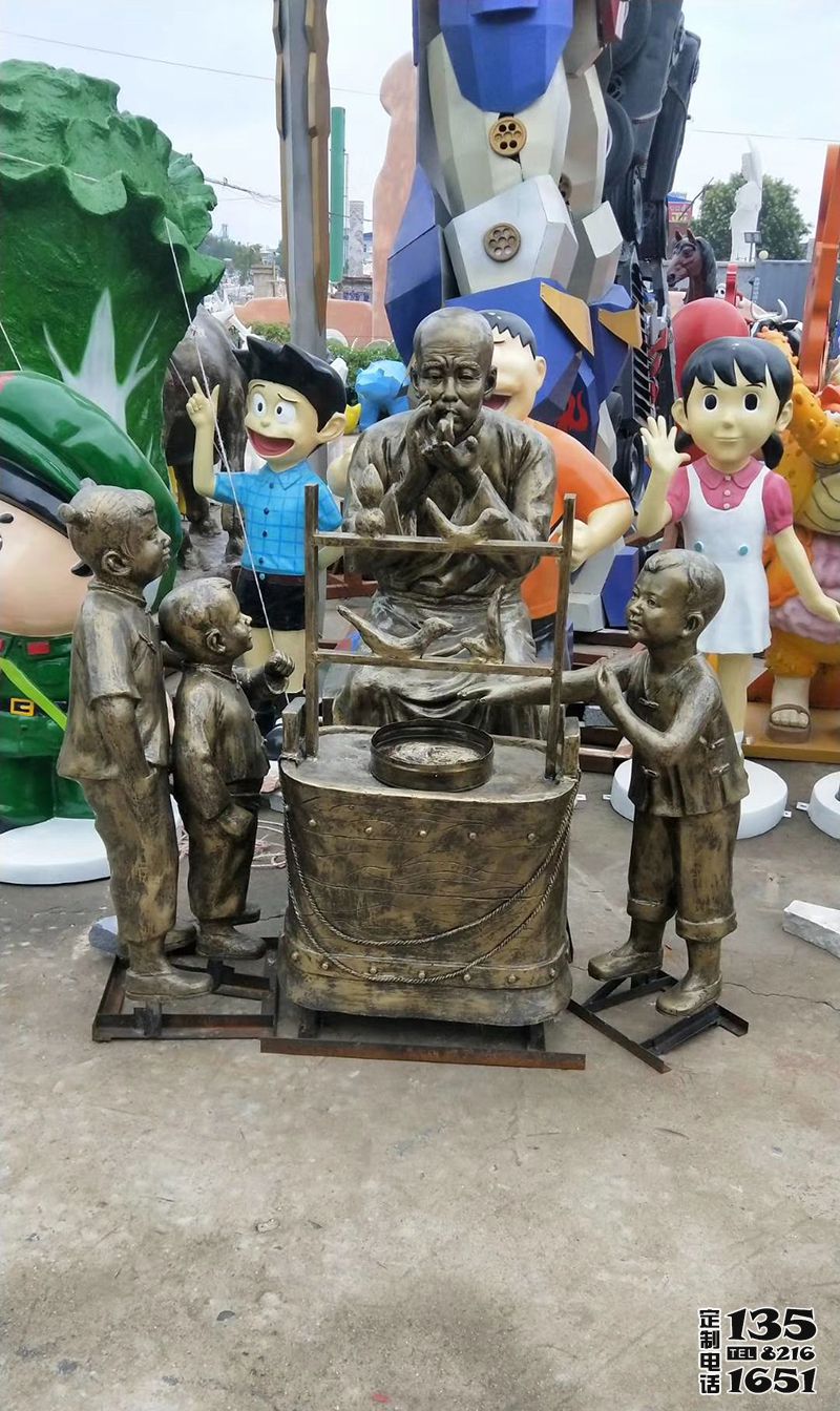 景區擺放吹糖人玻璃鋼仿銅人物雕塑 景區擺放吹糖人玻璃鋼仿銅人物雕塑