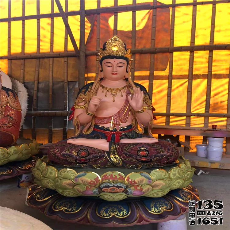 景區玻璃鋼大型景觀彩繪三圣佛雕塑 景區玻璃鋼大型景觀彩繪三圣佛雕塑