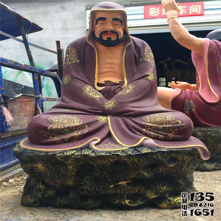 寺廟玻璃鋼彩繪打坐的十八羅漢雕塑 寺廟玻璃鋼彩繪打坐的十八羅漢雕塑