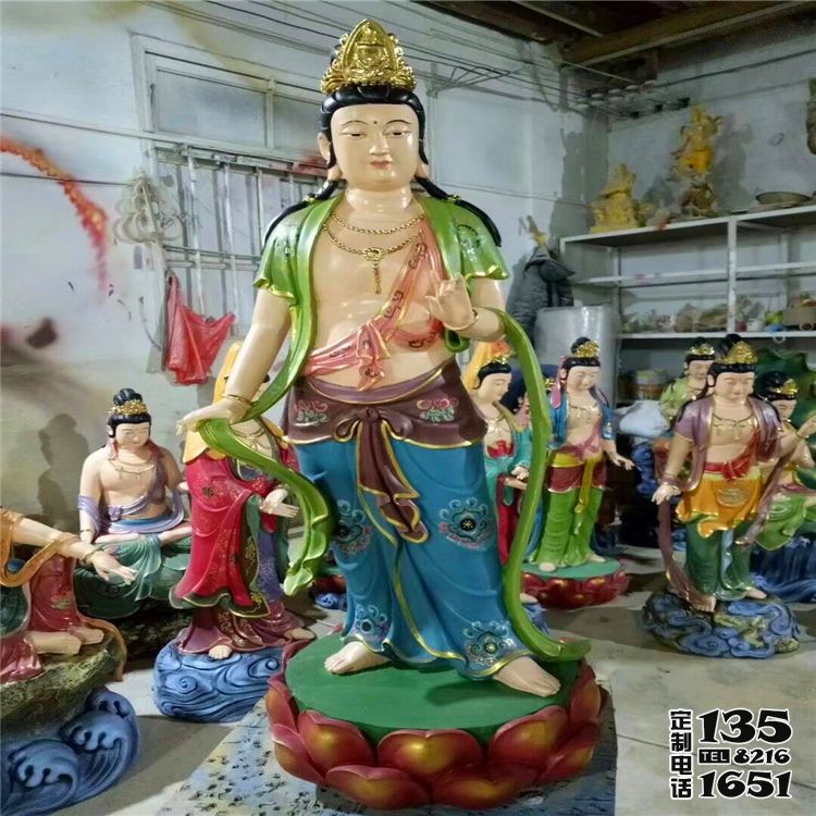 玻璃鋼彩繪寺廟大型站立的觀音雕塑 玻璃鋼彩繪寺廟大型站立的觀音雕塑