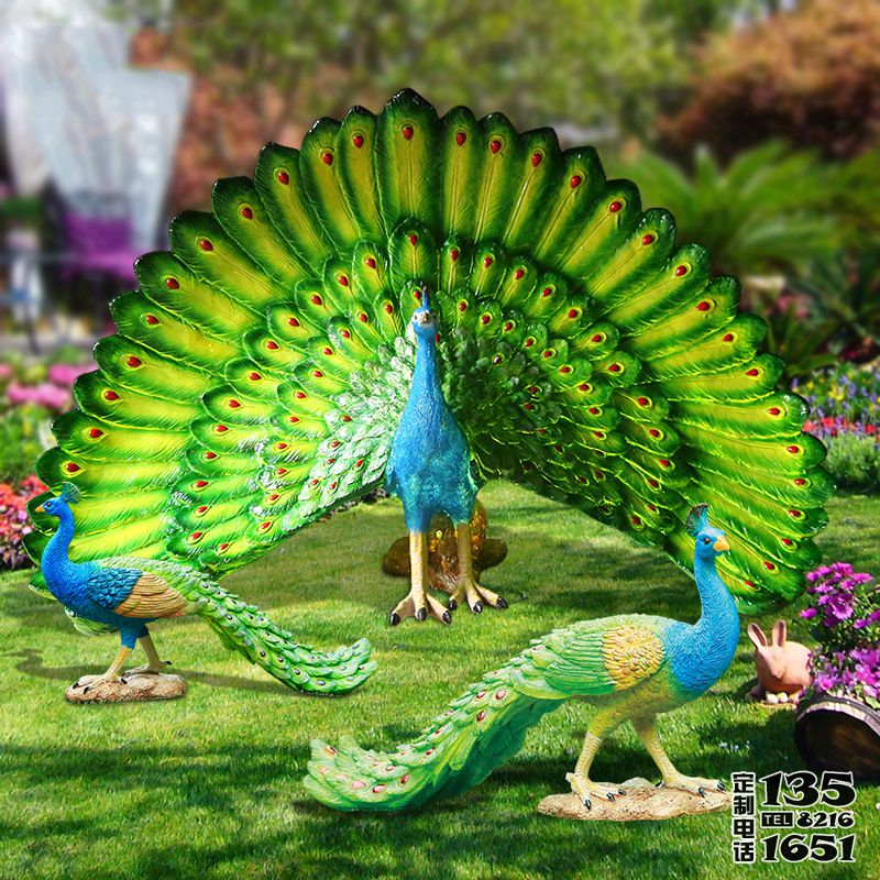 公園玻璃鋼彩繪仿真動物孔雀雕塑 公園玻璃鋼彩繪仿真動物孔雀雕塑