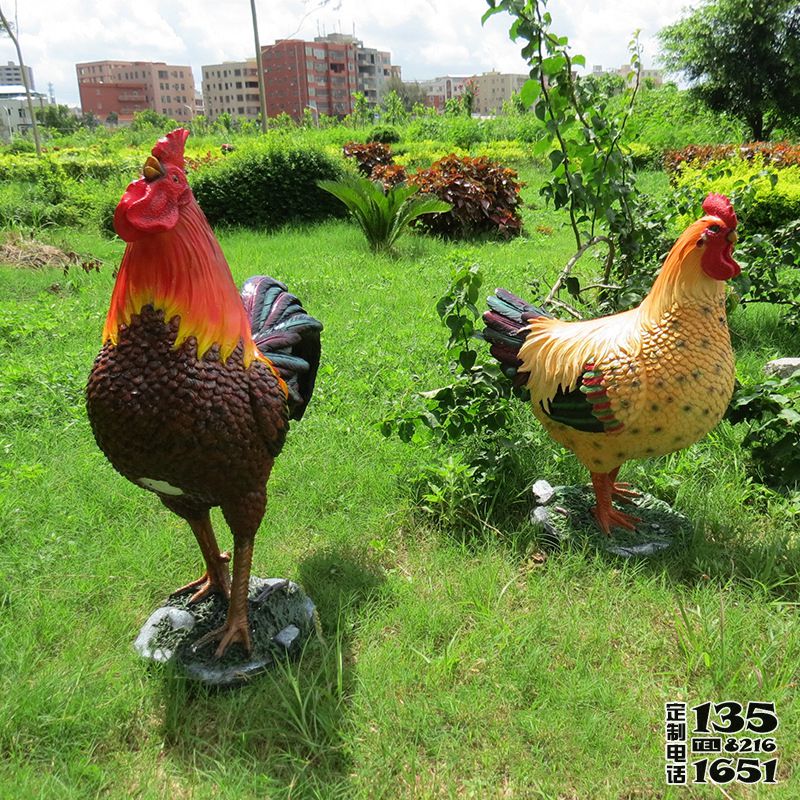 草叢玻璃鋼彩繪仿真動物雞雕塑 草叢玻璃鋼彩繪仿真動物雞雕塑