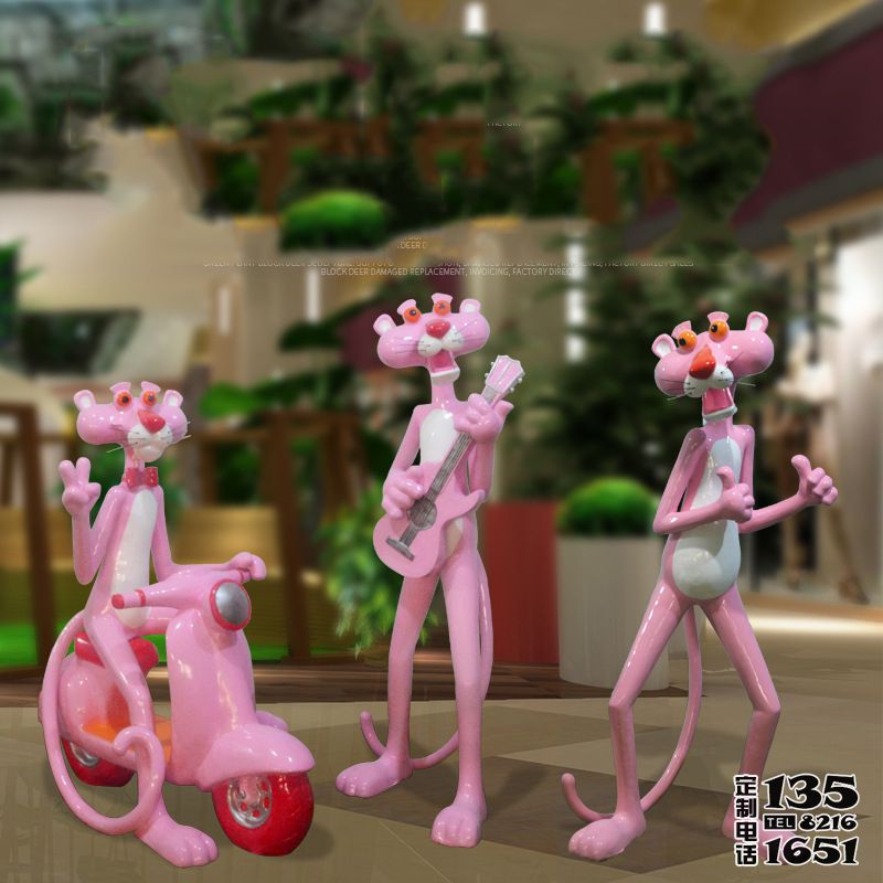 商場室內玻璃鋼可愛卡通粉紅豹擺件 商場室內玻璃鋼可愛卡通粉紅豹擺件