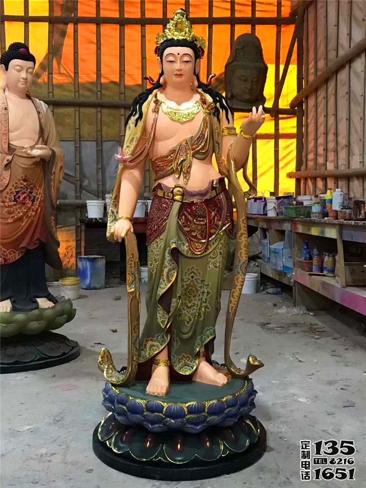 寺廟景區玻璃鋼彩繪三圣雕塑 寺廟景區玻璃鋼彩繪三圣雕塑