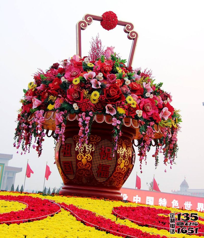 景區(qū)玻璃鋼彩繪仿真花朵大花籃雕塑 景區(qū)玻璃鋼彩繪仿真花朵大花籃雕塑