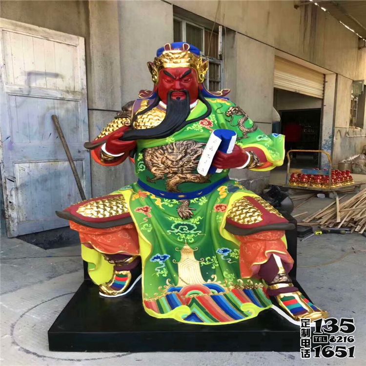 寺廟大型景觀玻璃鋼彩繪關(guān)公雕塑 寺廟大型景觀玻璃鋼彩繪關(guān)公雕塑