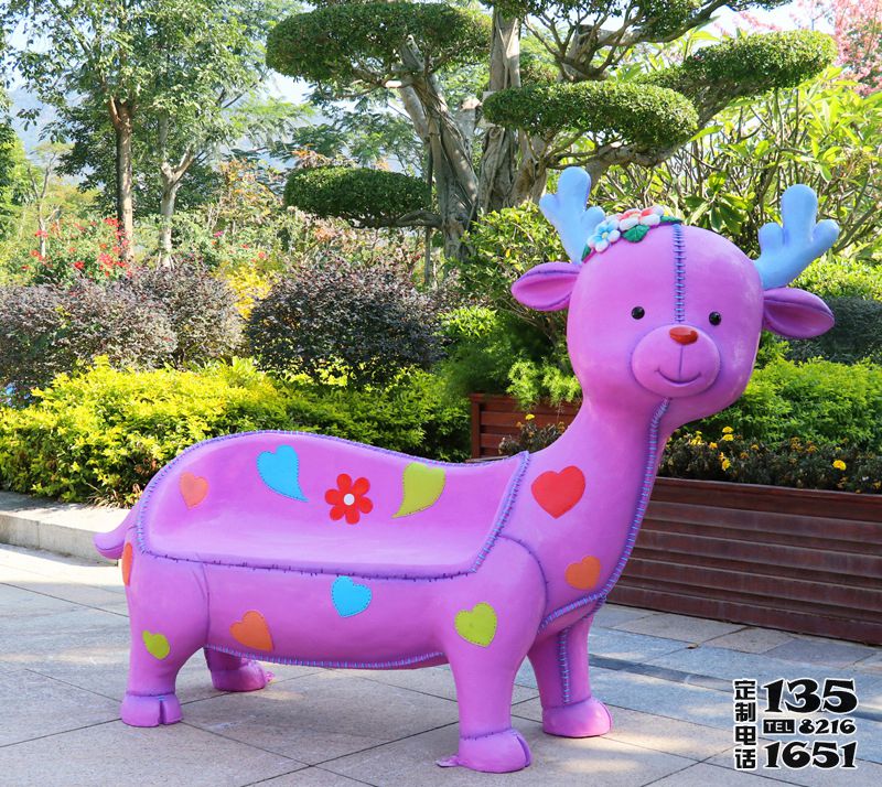 公園玻璃鋼彩繪卡通鹿座椅雕塑 公園玻璃鋼彩繪卡通鹿座椅雕塑