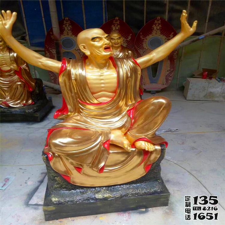 玻璃鋼彩繪漆金寺廟十八羅漢雕塑 玻璃鋼彩繪漆金寺廟十八羅漢雕塑