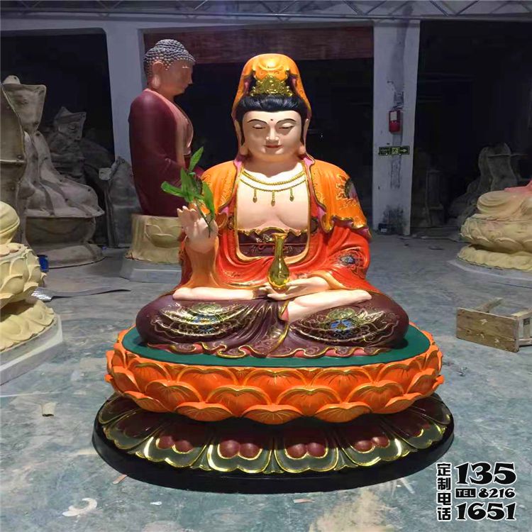 玻璃鋼彩繪寺廟供奉觀音雕塑 玻璃鋼彩繪寺廟供奉觀音雕塑