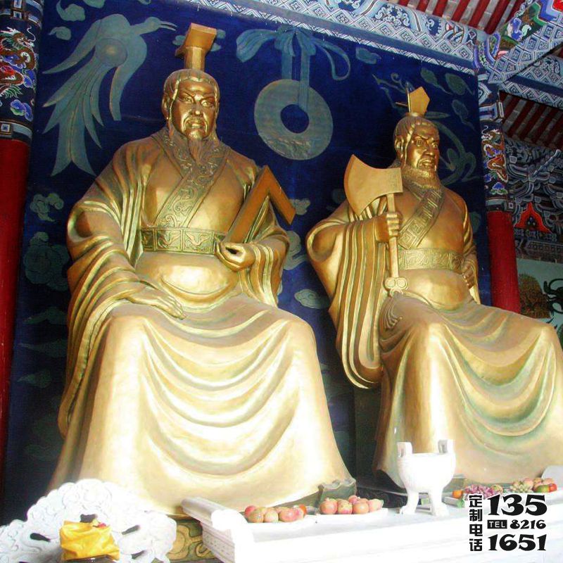 寺廟玻璃鋼漆金帝嚳與顓頊雕塑 寺廟玻璃鋼漆金帝嚳與顓頊雕塑