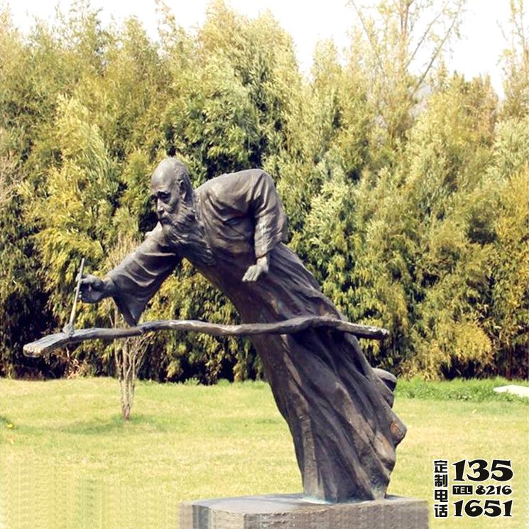 玻璃鋼仿銅舞墨潑墨畫家張大千雕塑 玻璃鋼仿銅舞墨潑墨畫家張大千雕塑