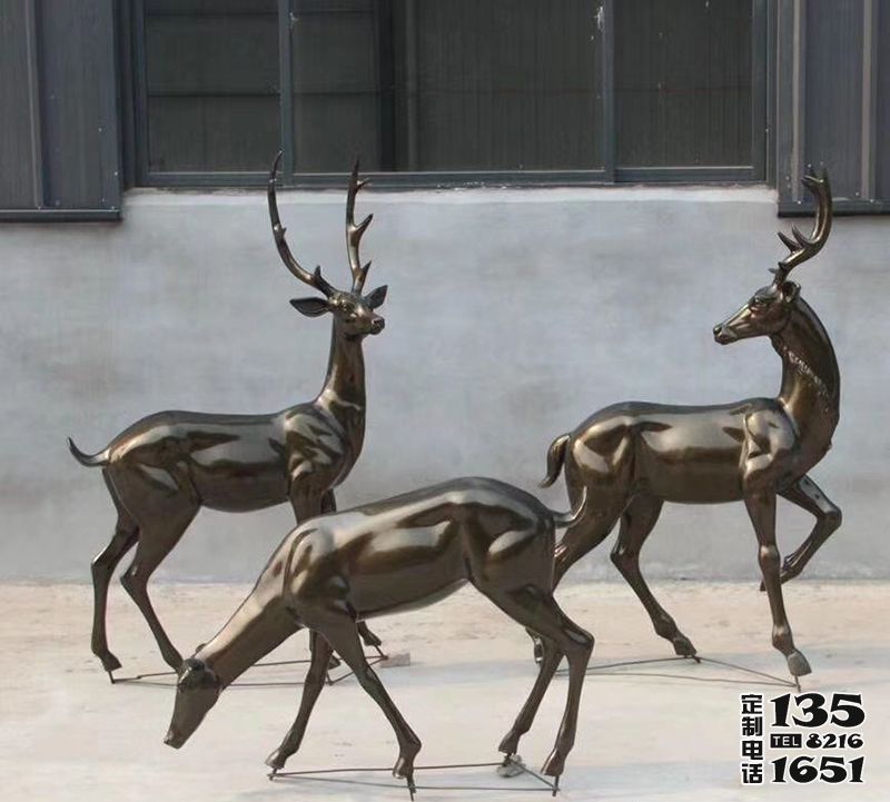 公園玻璃鋼仿銅戶外景觀裝飾品擺件梅花鹿雕塑 公園玻璃鋼仿銅戶外景觀裝飾品擺件梅花鹿雕塑