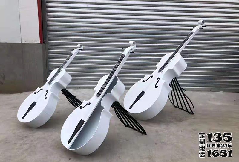 室內創意玻璃鋼仿真白色大提琴雕塑 室內創意玻璃鋼仿真白色大提琴雕塑