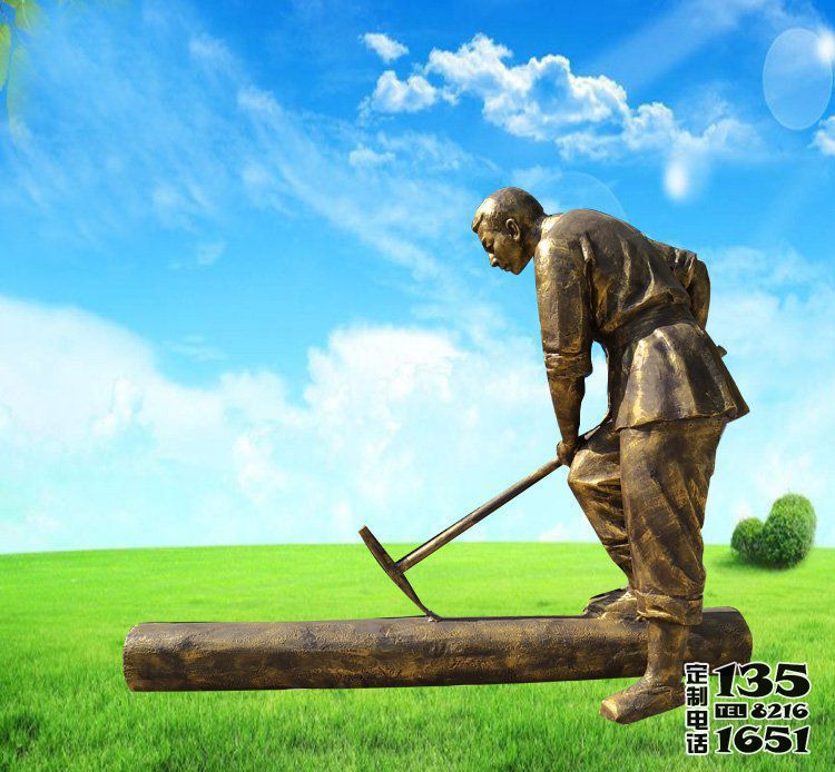 景區創意玻璃鋼仿銅農民砍伐木材人物雕塑 景區創意玻璃鋼仿銅農民砍伐木材人物雕塑