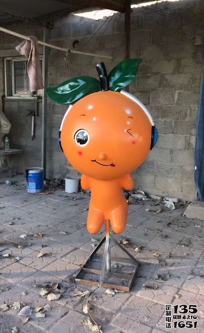 花園擺放卡通橙子公仔玻璃鋼水果雕塑 花園擺放卡通橙子公仔玻璃鋼水果雕塑