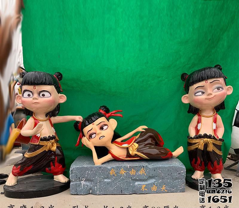 玻璃鋼公園游樂場卡通哪吒雕塑 玻璃鋼公園游樂場卡通哪吒雕塑