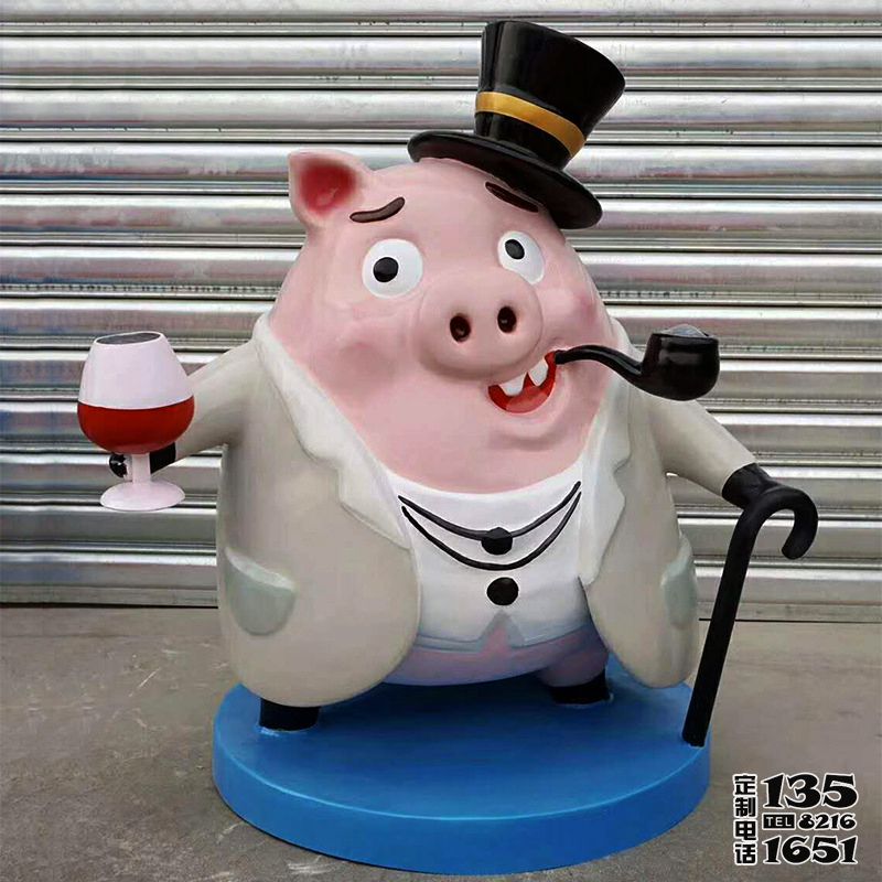 商場公園玻璃鋼卡通彩繪搞怪的豬雕塑 商場公園玻璃鋼卡通彩繪搞怪的豬雕塑