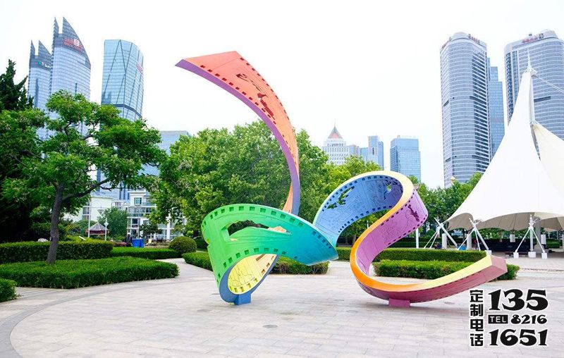 廣場玻璃鋼彩繪抽象藝術膠卷雕塑 廣場玻璃鋼彩繪抽象藝術膠卷雕塑