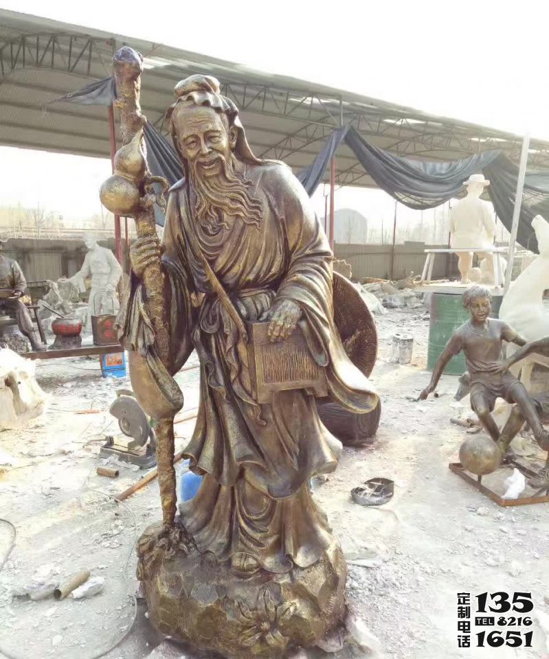 企業園林仿銅彩繪孫思邈玻璃鋼雕塑 企業園林仿銅彩繪孫思邈玻璃鋼雕塑
