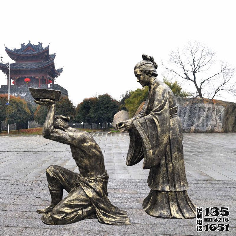 城市廣場民俗典故故事玻璃鋼仿銅岳母刺字雕塑 城市廣場民俗典故故事玻璃鋼仿銅岳母刺字雕塑