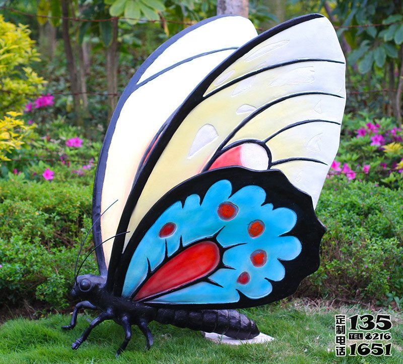 小區(qū)公園玻璃鋼彩繪蝴蝶雕塑 小區(qū)公園玻璃鋼彩繪蝴蝶雕塑