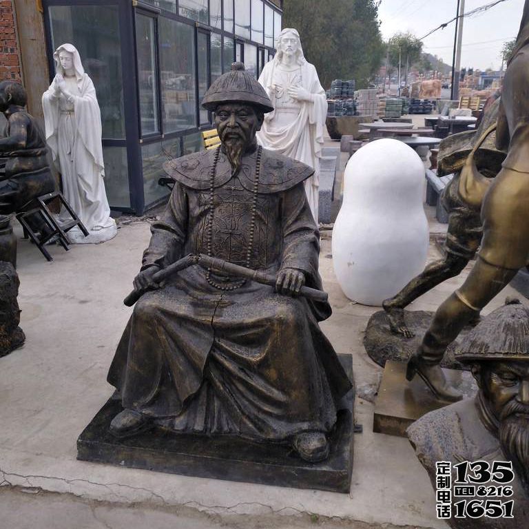 城市花園廣場擺放玻璃鋼仿銅林則徐坐姿雕塑 城市花園廣場擺放玻璃鋼仿銅林則徐坐姿雕塑