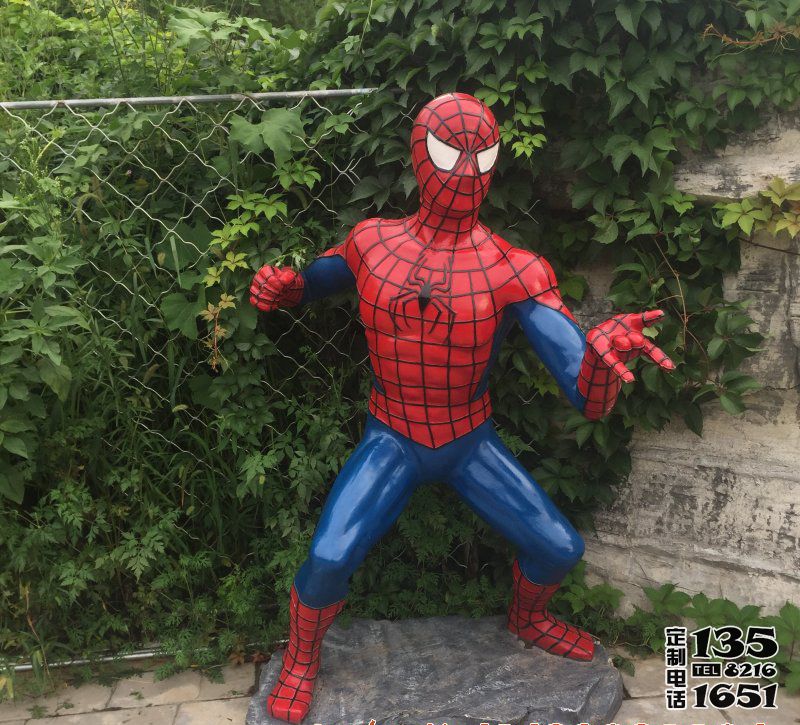 電影院玻璃鋼仿真戶外蜘蛛俠雕塑 電影院玻璃鋼仿真戶外蜘蛛俠雕塑