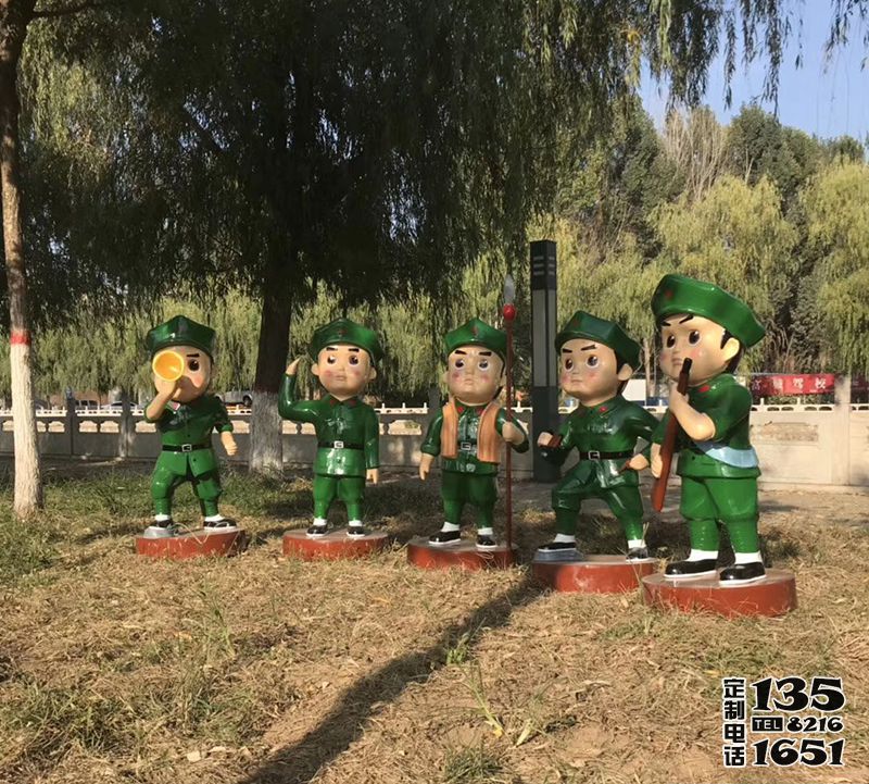 戶外園林玻璃鋼卡通創意景觀小紅軍雕塑 戶外園林玻璃鋼卡通創意景觀小紅軍雕塑