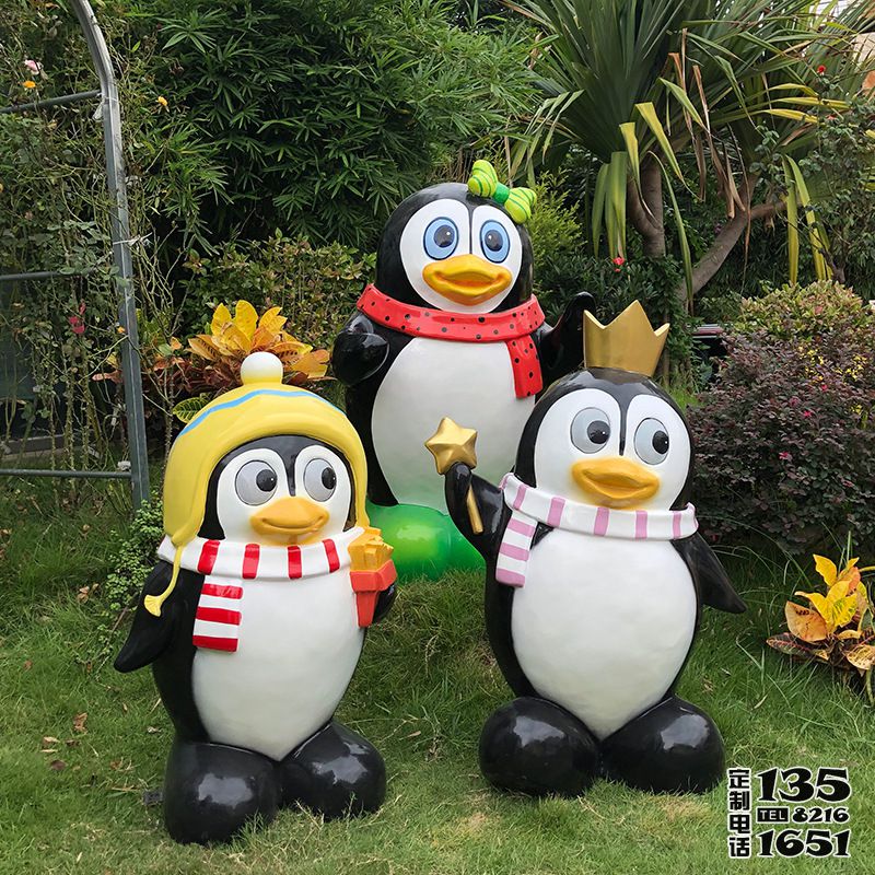 園林卡通彩繪裝飾品擺件玻璃鋼企鵝雕塑 園林卡通彩繪裝飾品擺件玻璃鋼企鵝雕塑