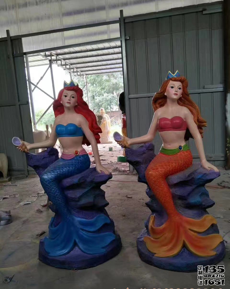 玻璃鋼卡通美人魚雕塑戶外商場美陳裝飾品擺件 玻璃鋼卡通美人魚雕塑戶外商場美陳裝飾品擺件