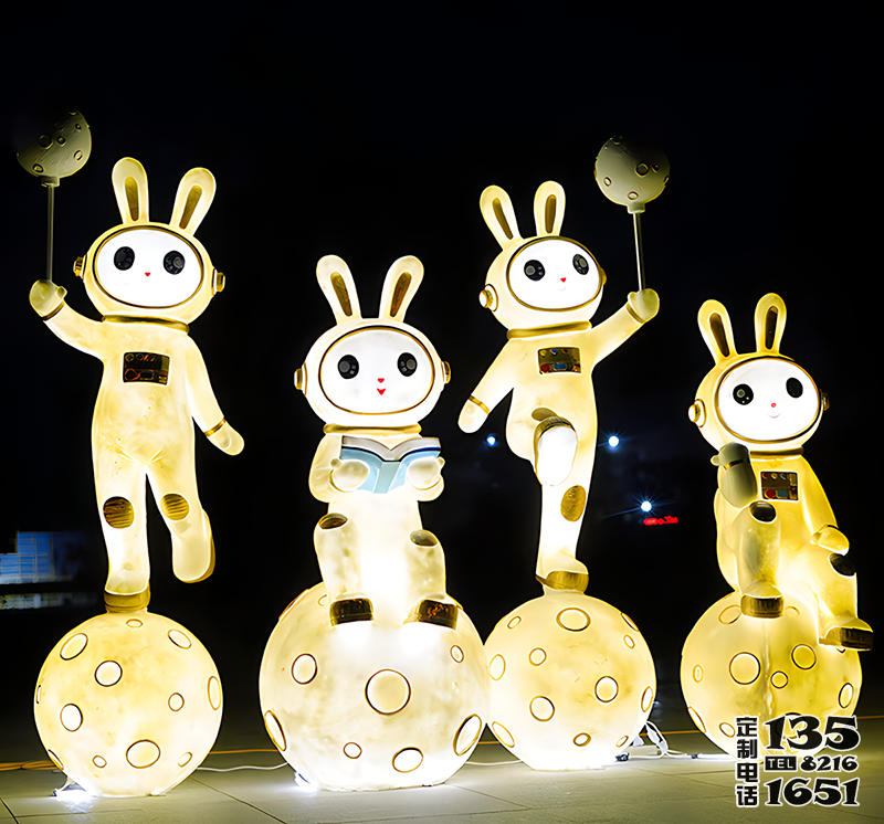 兔子造型宇航員玻璃鋼發光雕塑 兔子造型宇航員玻璃鋼發光雕塑