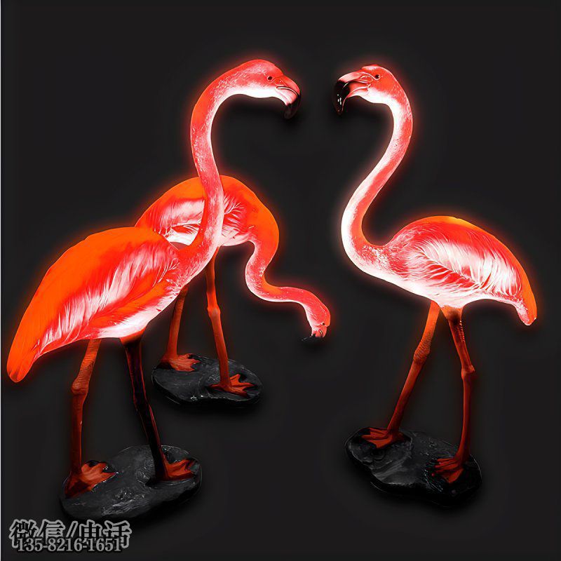 仿真發(fā)光火烈鳥玻璃鋼雕塑擺件 仿真發(fā)光火烈鳥玻璃鋼雕塑擺件