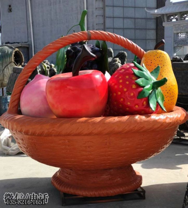 玻璃鋼水果果籃景觀雕塑 玻璃鋼水果果籃景觀雕塑