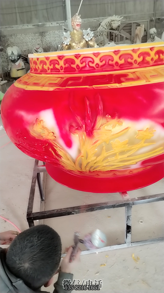 玻璃鋼大花籃雕塑噴漆彩繪 玻璃鋼大花籃雕塑噴漆彩繪