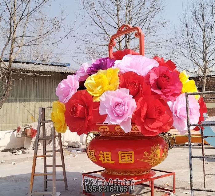 玻璃鋼大花籃雕塑 玻璃鋼大花籃雕塑